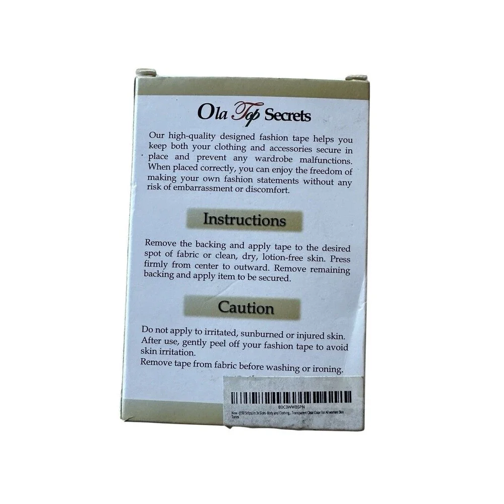 Ola Top Secrets Clear Double Sided Body & Clothing Tape 150 Count 3 Sizes NEW
